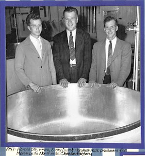 1947 - Harold Ott, Fritz Haldiman and Elroy Durst.  Highest milk producers of Northside Cheese factory.